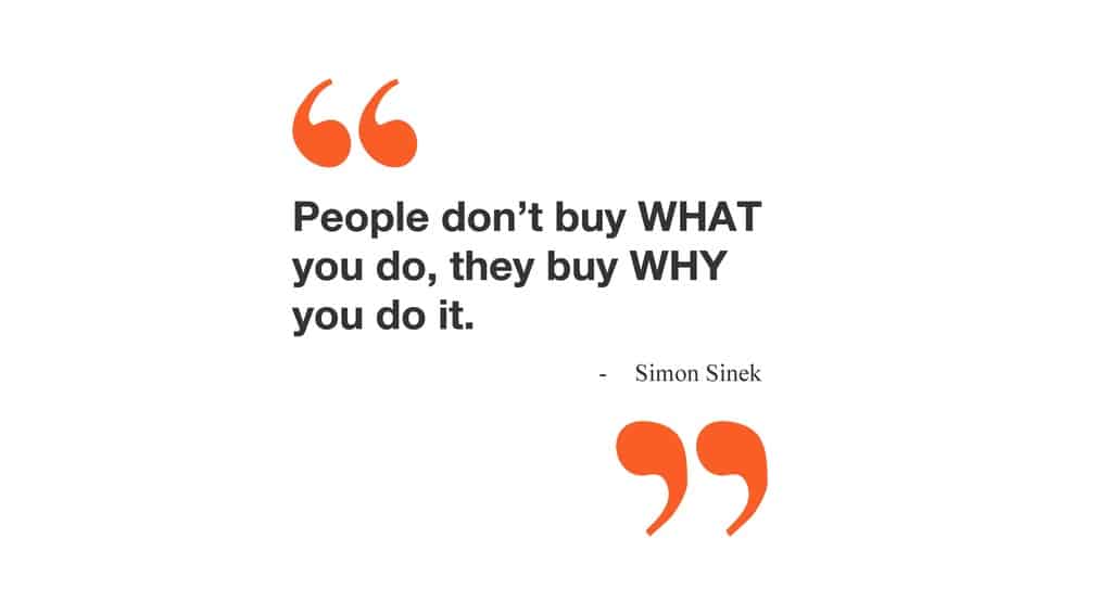 quote by simon sinek - people don't buy what you do, they buy why you do it.