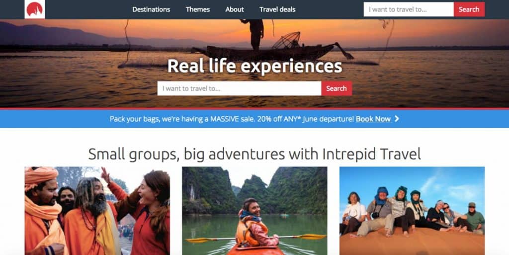 intrepid travel home page and tagline