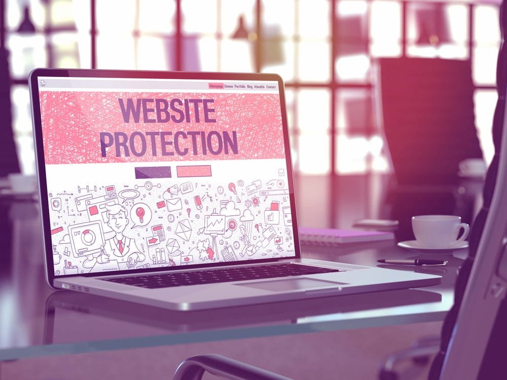 a computer screen with website protection on the screen
